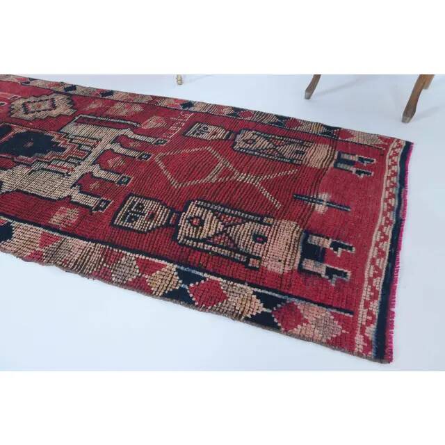 Vintage Turkish Hand-Knotted Wool Cotton Purple Runner 90x288