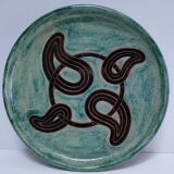 assiette plate terre cuite émaillée vintage signée