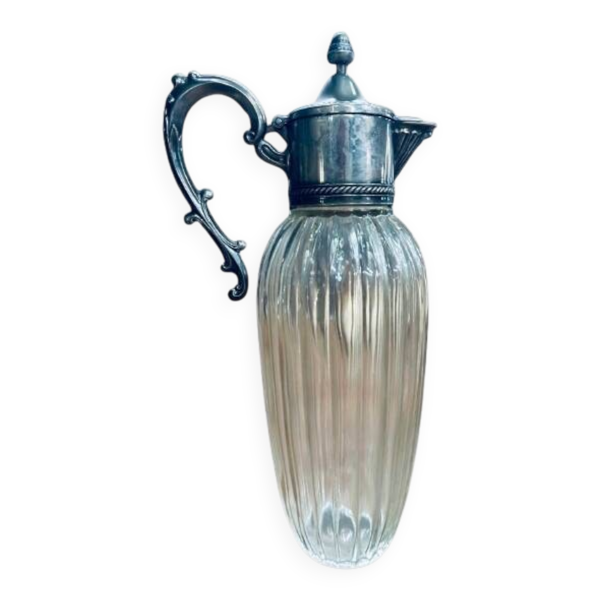Aiguière verre et étain 1950