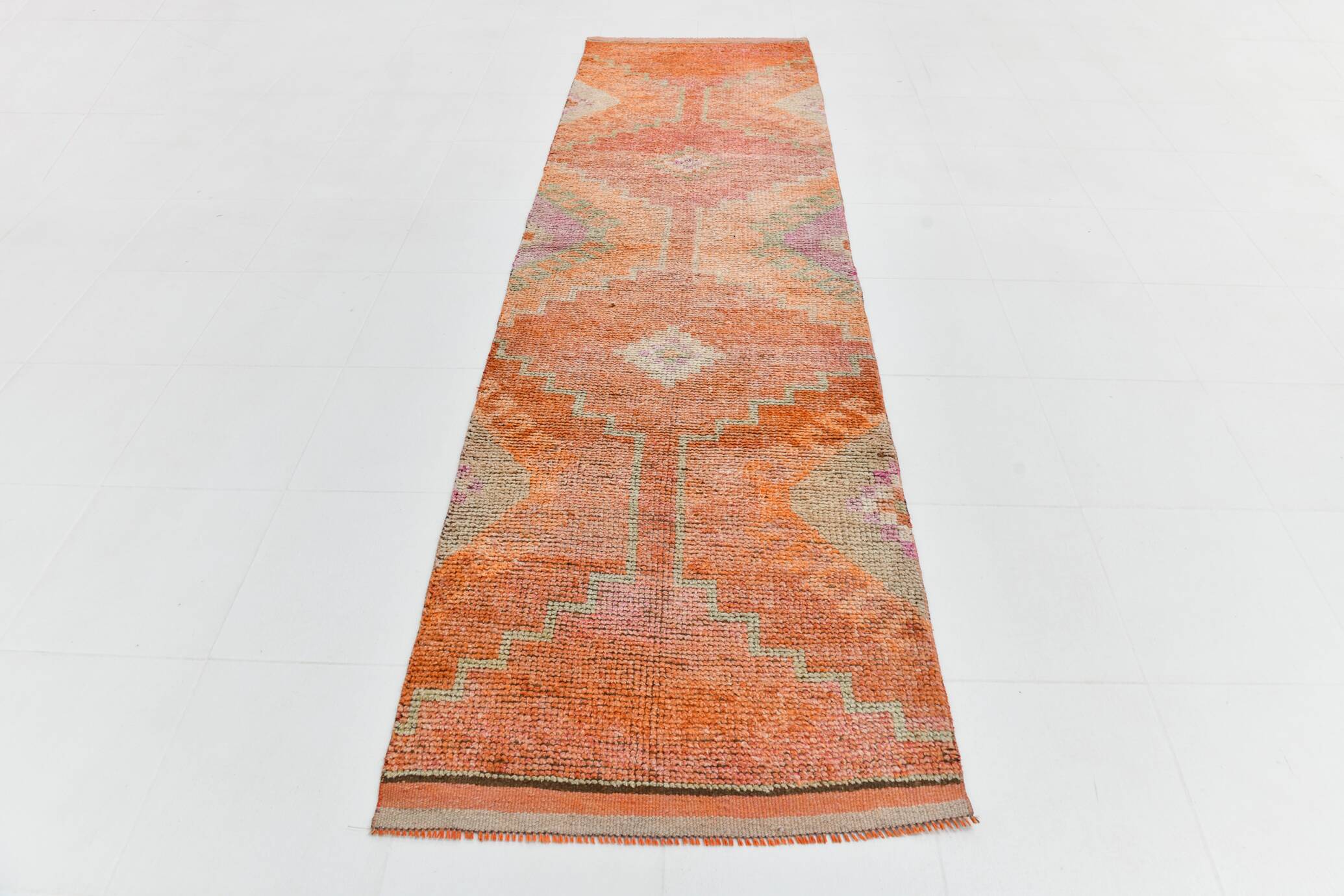 Tapis de couloir vintage orange citrouille 3x10, 91x323 cm