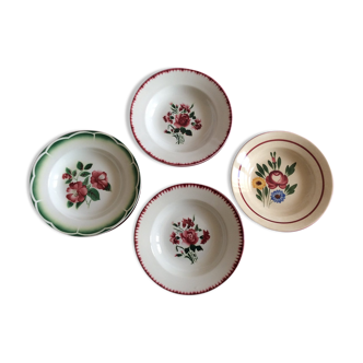 Set of 4 hollow plates Sarreguemines - Digion