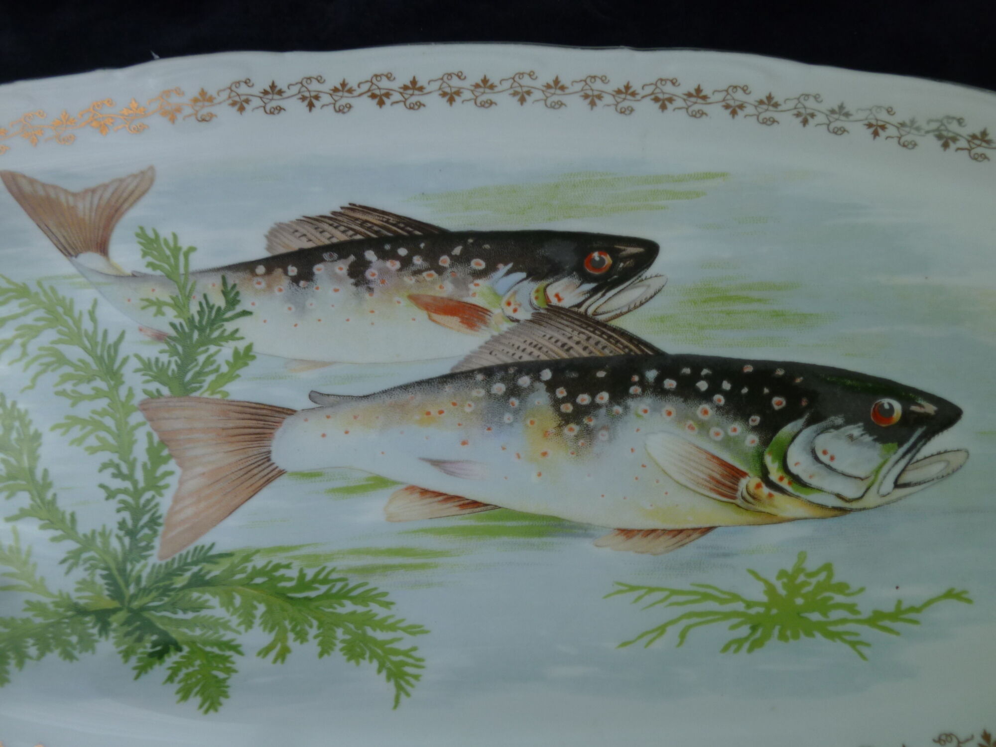 Fish dish in porcelain of France Digoin 53 cm
