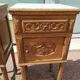 Lot de 2 table de chevet bois sculpté marbre blanc