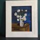 Peinture à l'huile vintage française de fleurs signée EC