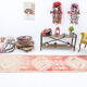 Faded red and beige vintage runner rug 322x85cm