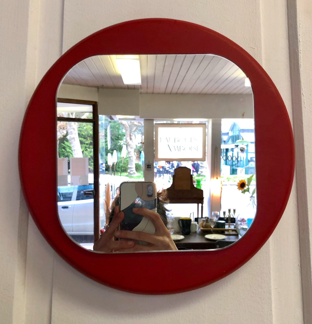 Round wooden mirror