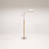 Vintage chrome leather floor lamp mid-century Atelje Lyktan, Sweden