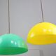 Vintage Italian Brass and Yellow Plexiglas Pendant Lamp