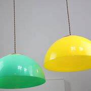 Vintage Italian Brass and Yellow Plexiglas Pendant Lamp