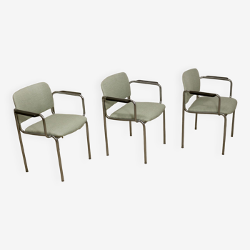 Set de 3 de chaises tubulaires en acier chromé, datant de 1970.Ref Amanda