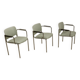 Set of 3 tubular chairs in chromed steel, dating from 1970.Ref Amanda