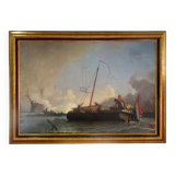 Large canvas, naval combat scene, post-revolutionary