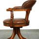 Swivel English style Chesterfield armchair/office chair in brown cowhide