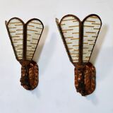 Pair of Copper and Murano Glass Appliques / Wall Lights, Italy