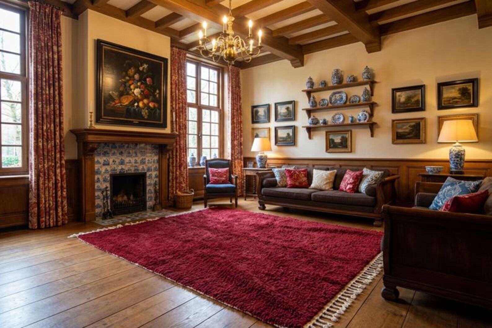 Tapis berbère artisanal bordeaux 200/300cm