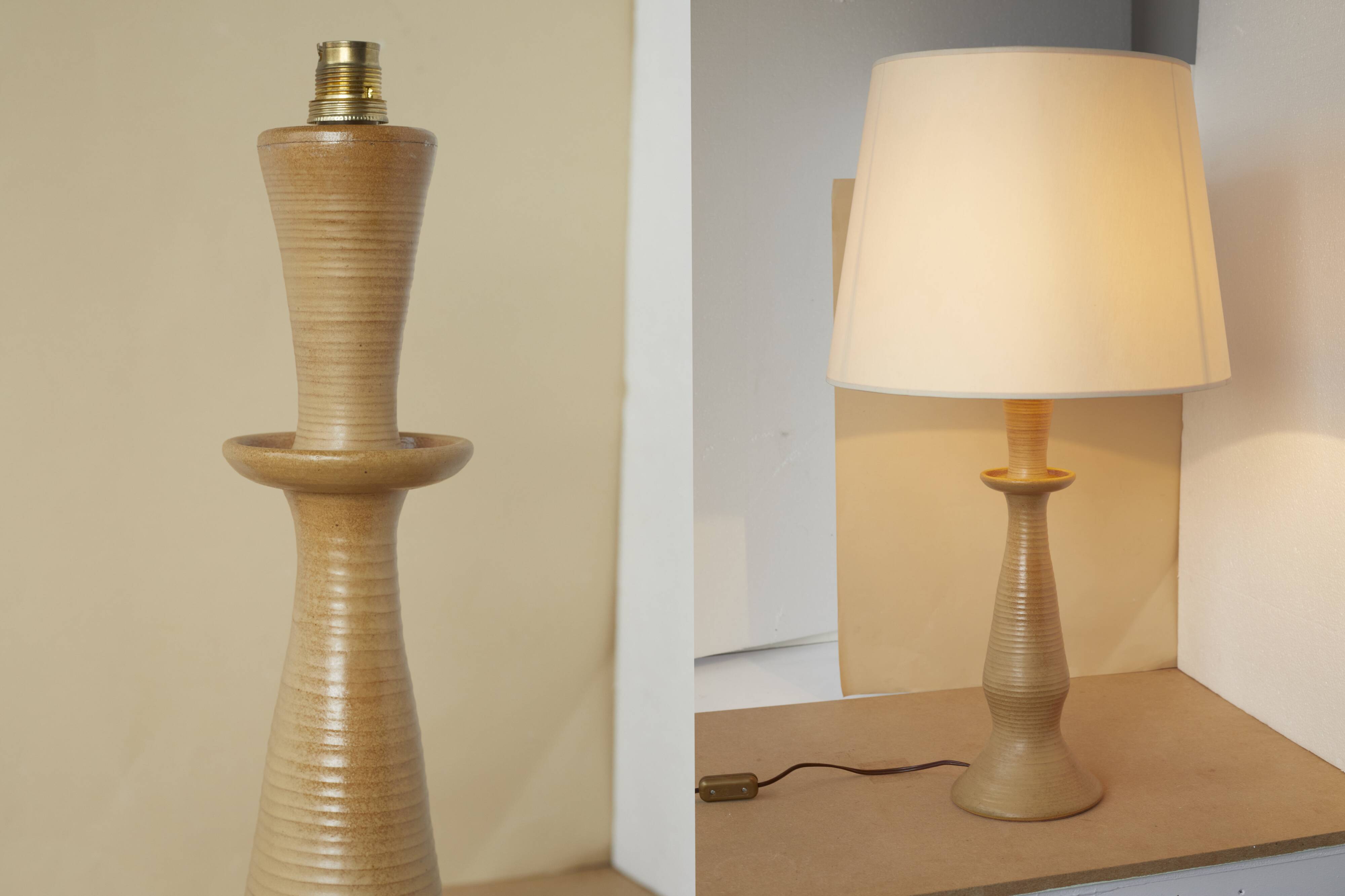 Ceramic / sandstone lamp base signed Drillon vintage 50s / 60s