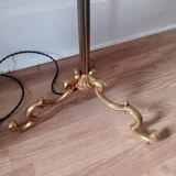 Ancien lampadaire tripode en bronze - 4 feux - 1950