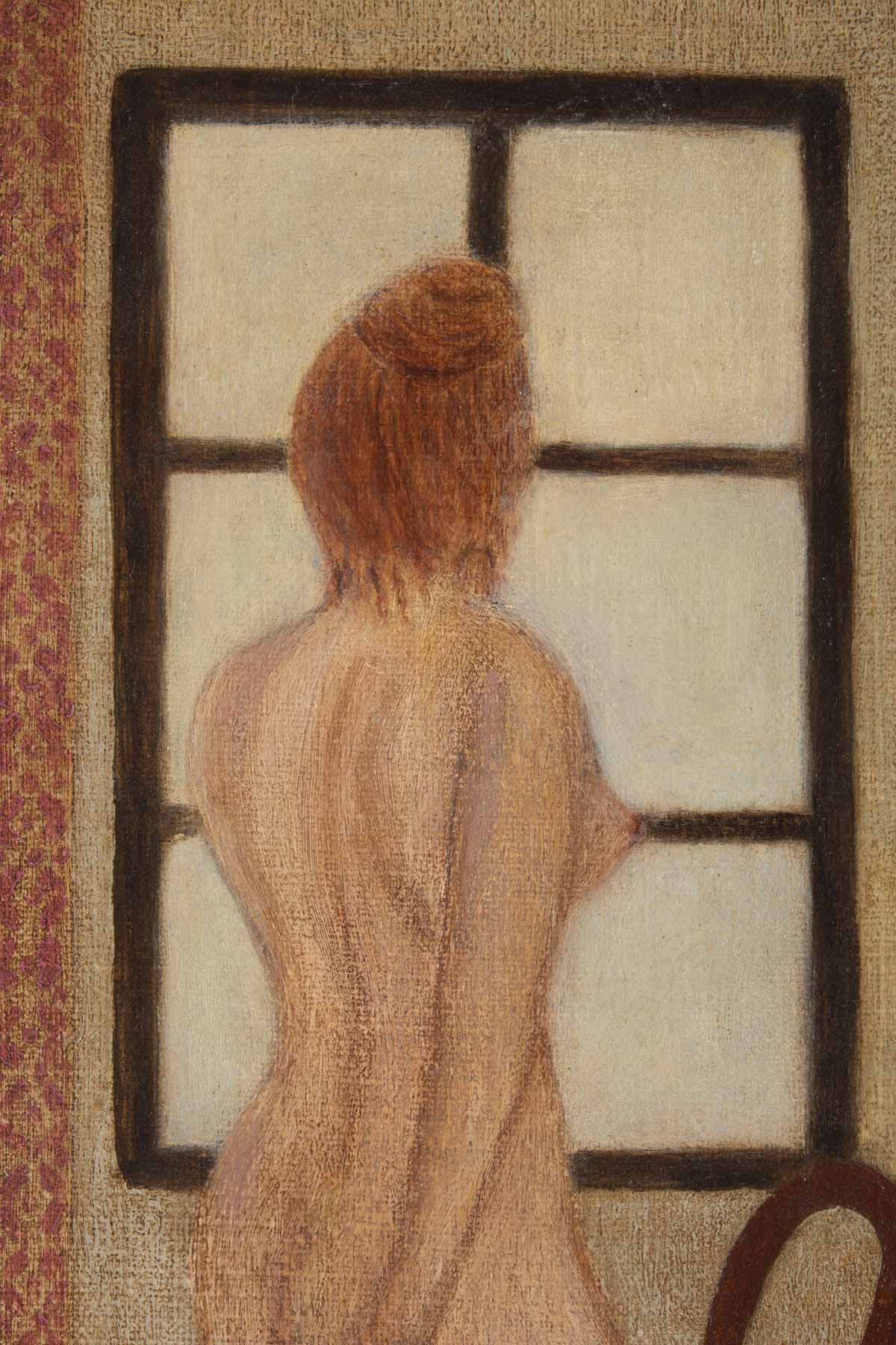 Painting, in front of a window