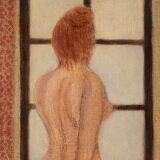 Painting, in front of a window