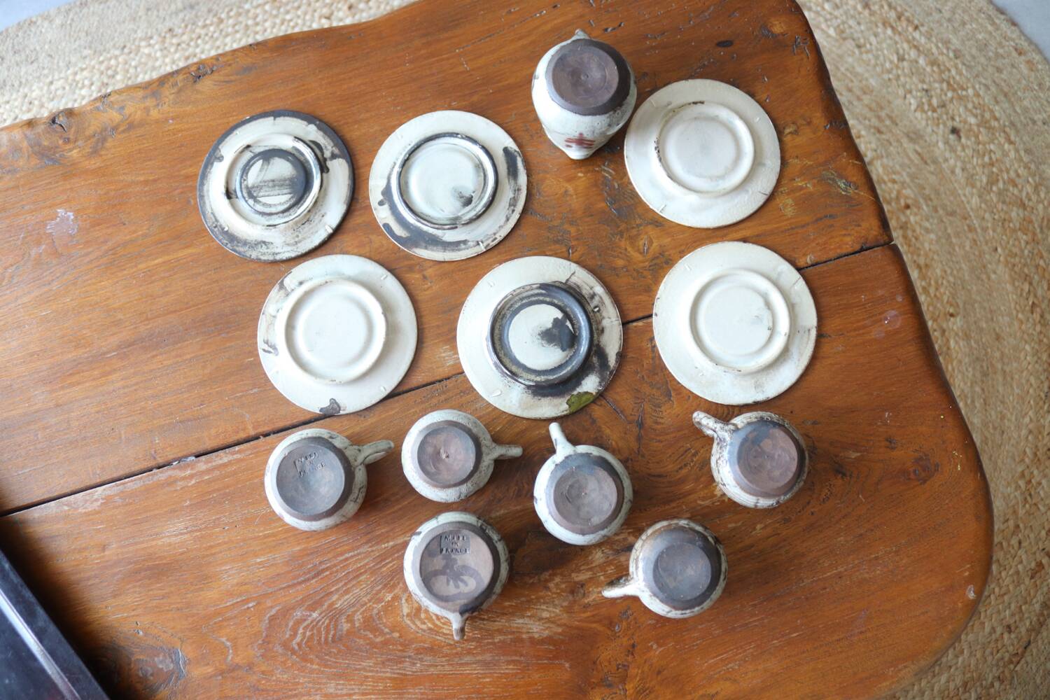Stoneware coffee service signed Gustave Le Murier – 6 cups, 6 saucers