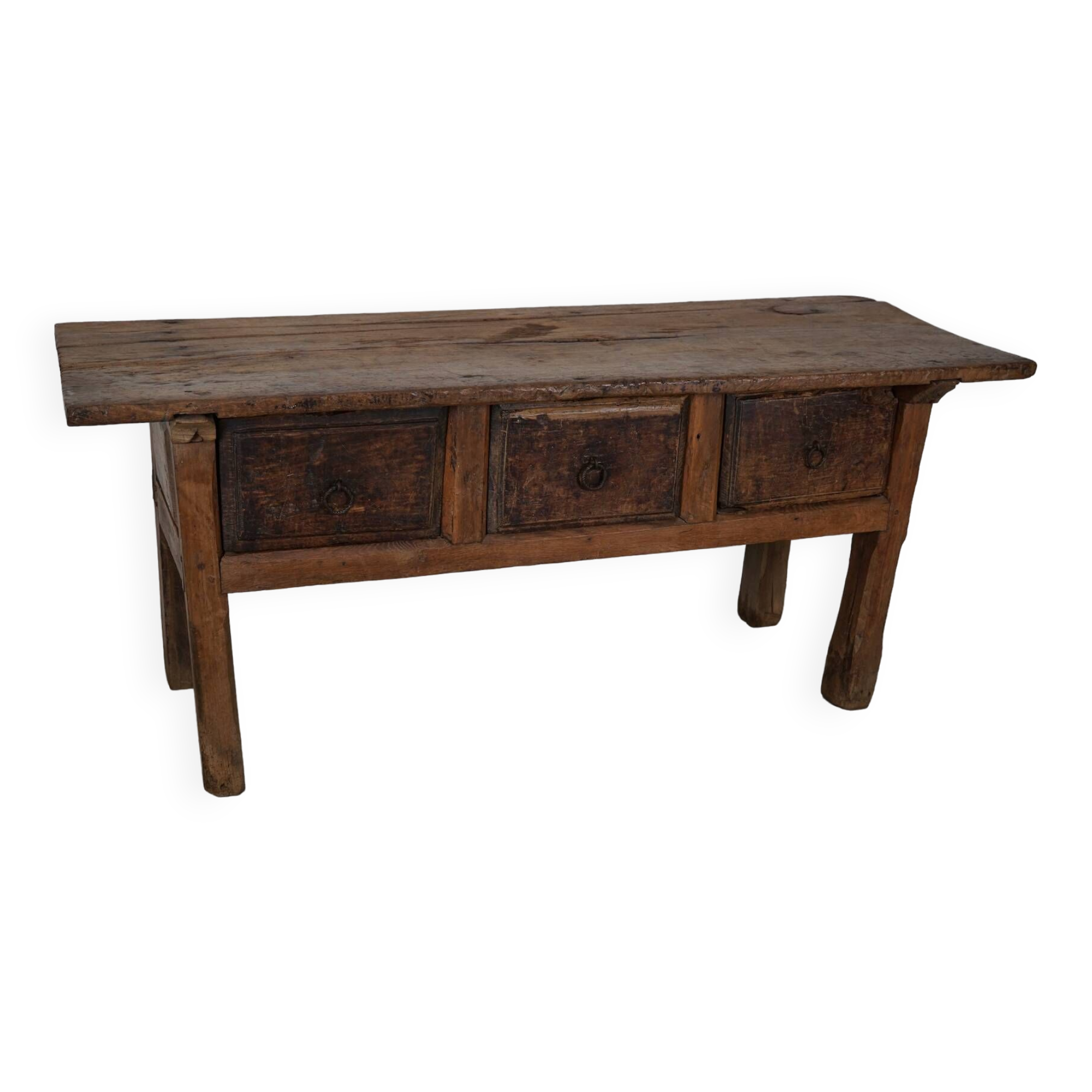 Antique Spanish Rustic Farmhouse Chestnut Side Table / Console, 18th Century