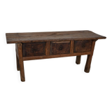 Table d'Appoint / Console Antique de Ferme Rustique Espagnole en Châtaignier, 18ème Siècle