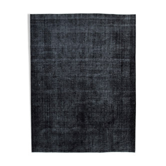 Handwoven oriental overdyed 291 cm x 386 cm black wool rug