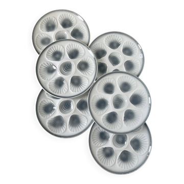 6 oyster plates Moulin des Loups and Orchies 210371