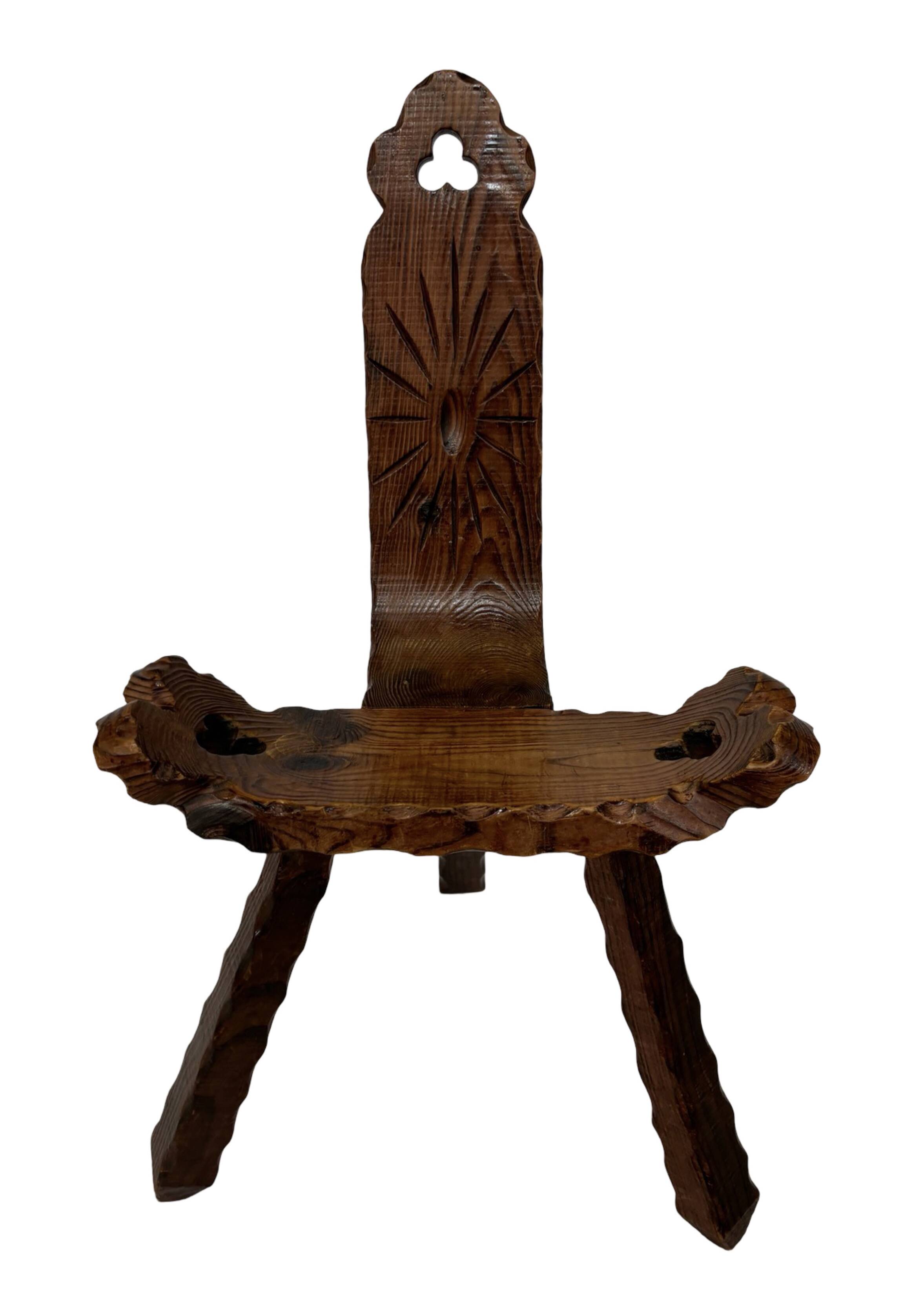 Vintage Spanish chair stool brutalist design