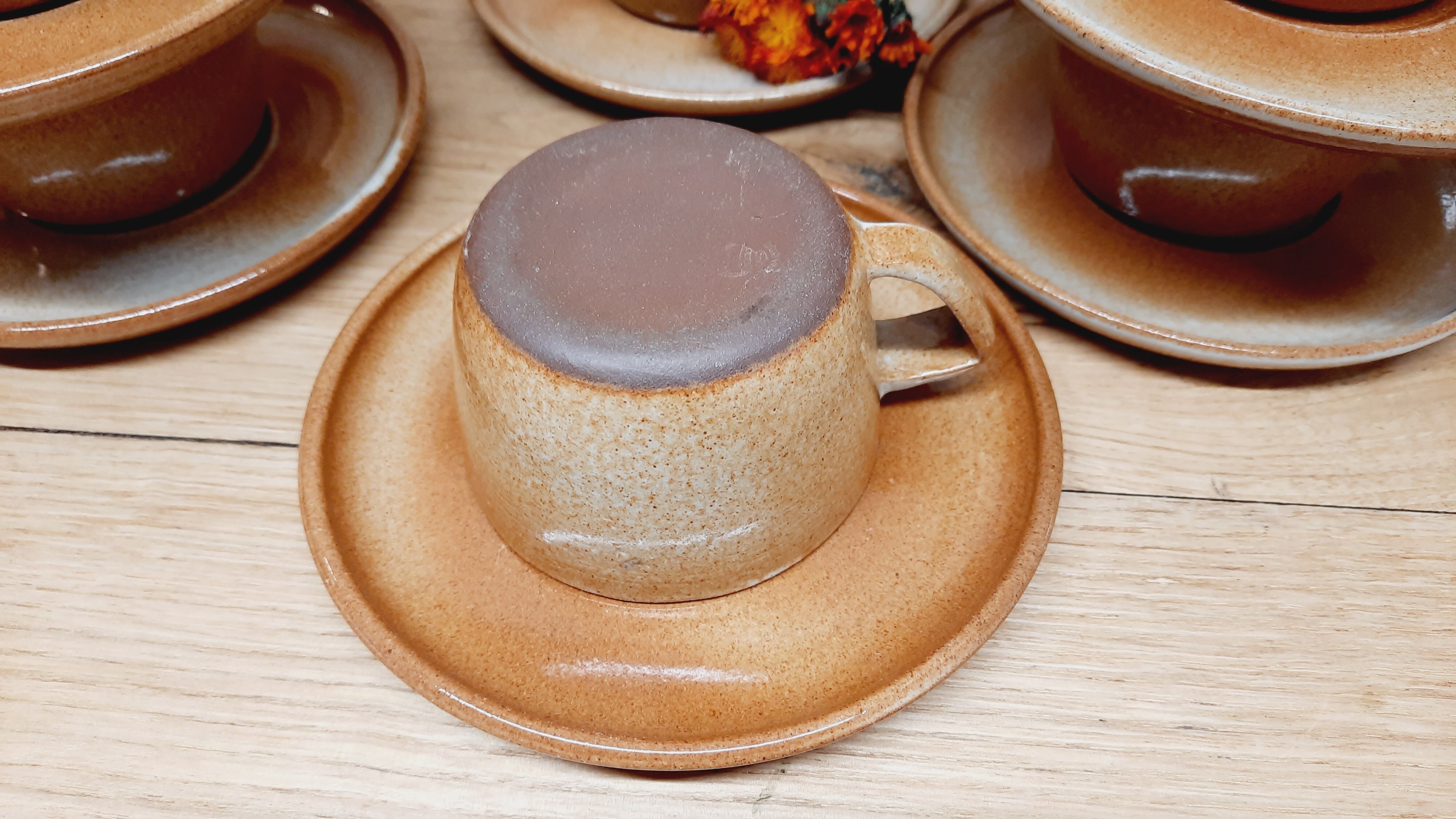 Set 6 cup glazed sandstone