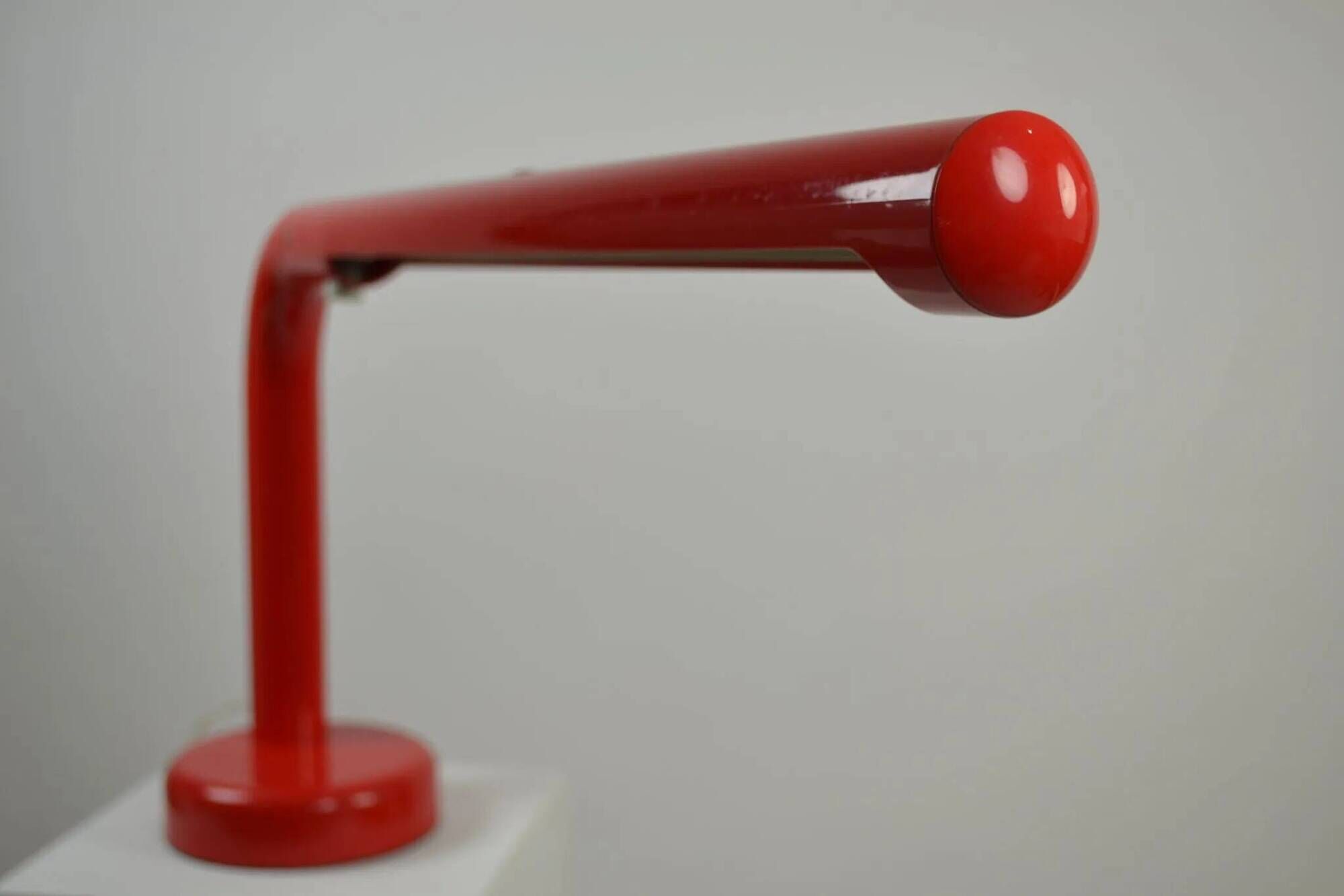 Red “Tube” Desk lamp designed by Anders Pehrson for Ateljé Lyktan, Sweden, 1970s