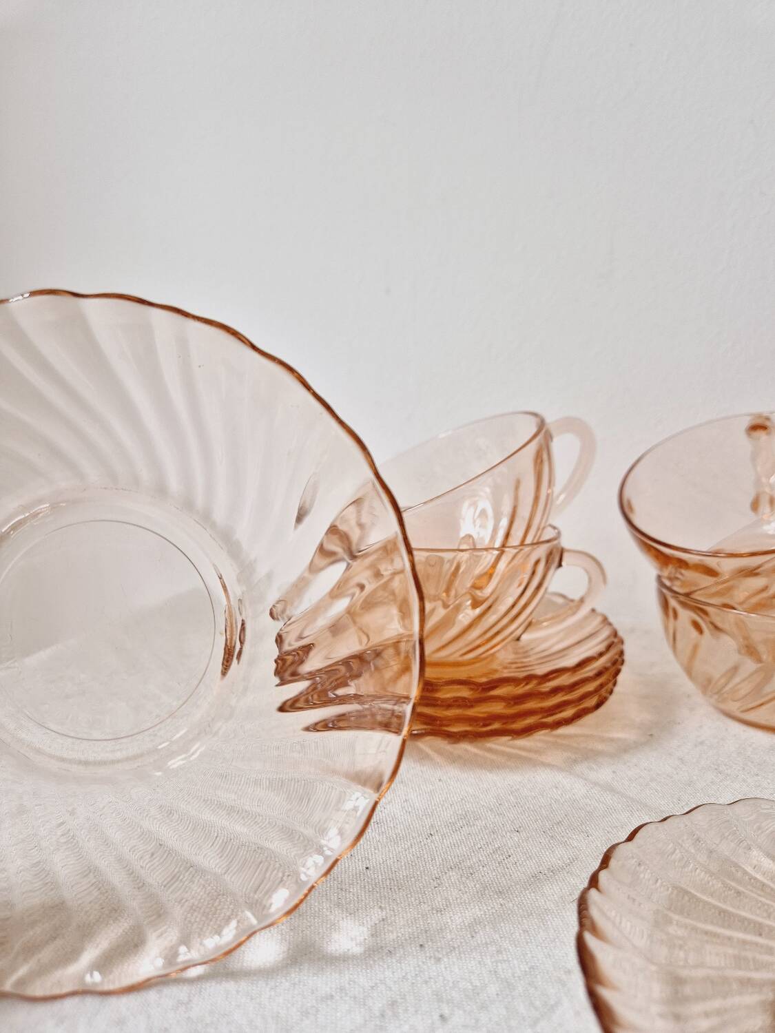 Set of 6 "Rosaline" coffee cups '70s - Arcoroc France vintage