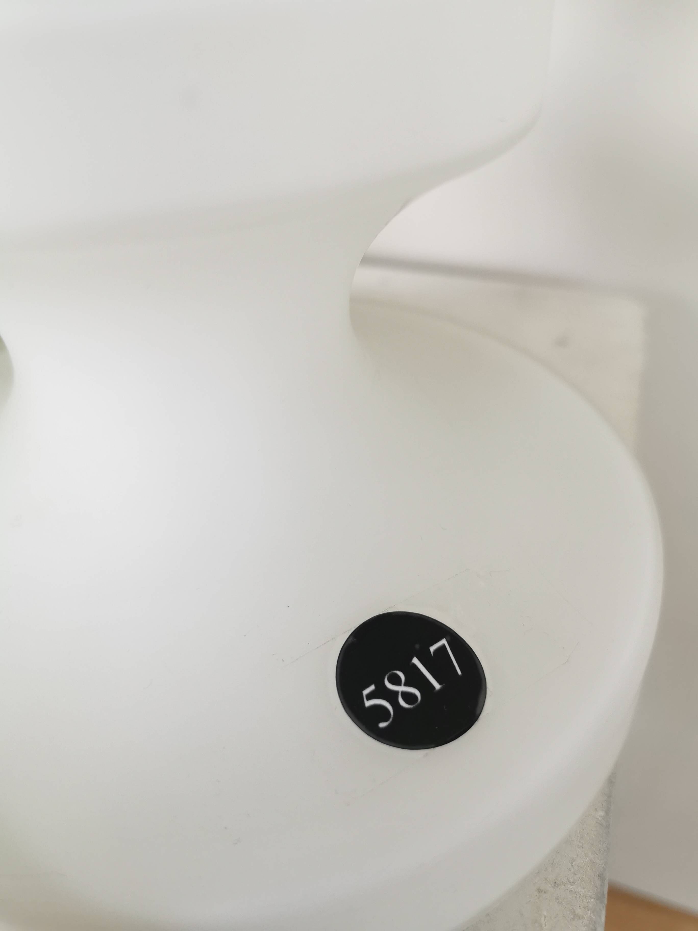 Set of 2 Vintage White Glass Table Lamp by Ivan Jakes, Czechoslovakia 1960s