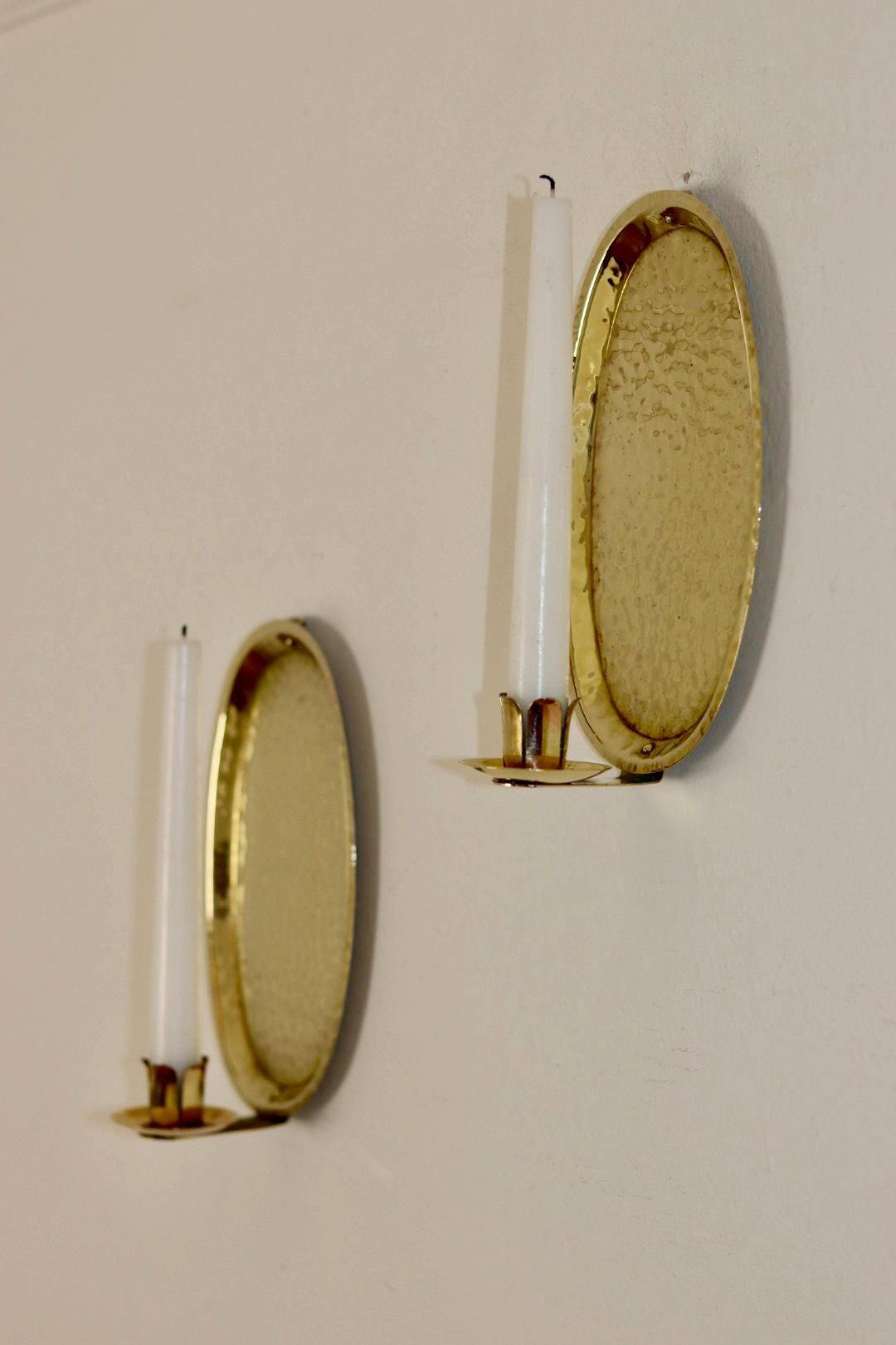 Pair Of Mid Century Swedish Brass Sconces