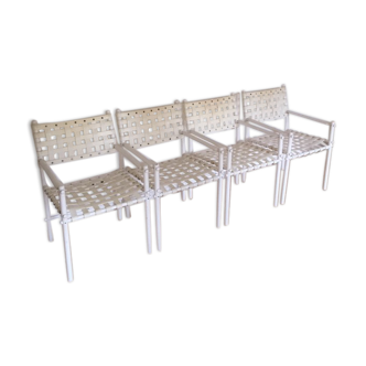 Lot de 4 chaises blanches design Italien signée Gaber