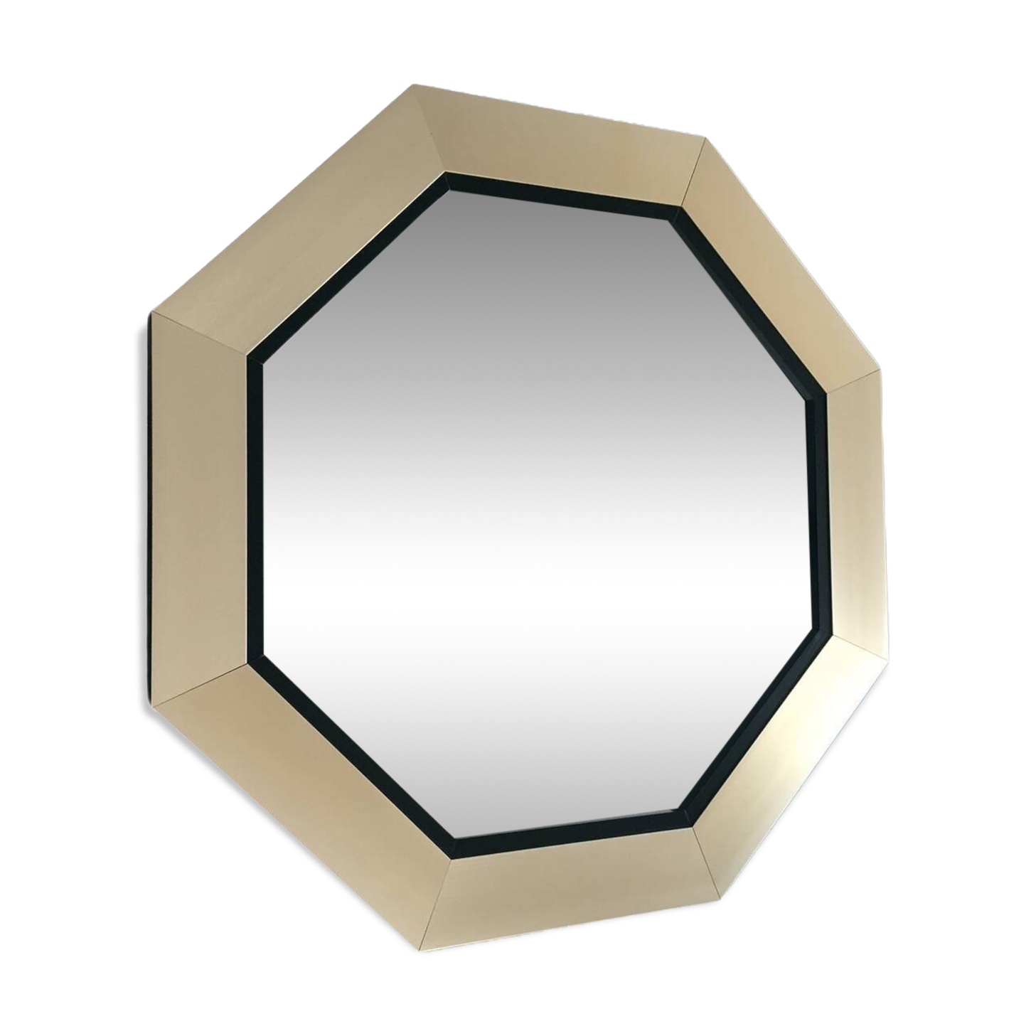Octagonal satin gold stainless steel mirror 1970