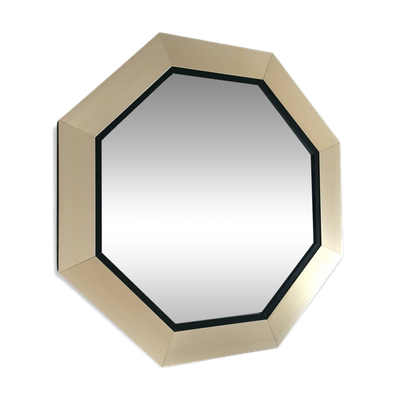 Miroir octogonal inox doré satin 1970