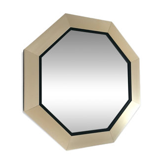 Octagonal satin gold stainless steel mirror 1970