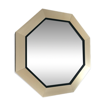 Miroir octogonal inox doré satin 1970