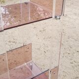 Transparent and smoked two-tone plexiglass console on wheels, 70 years