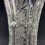 Large cut crystal vase richly decorated Bohemia