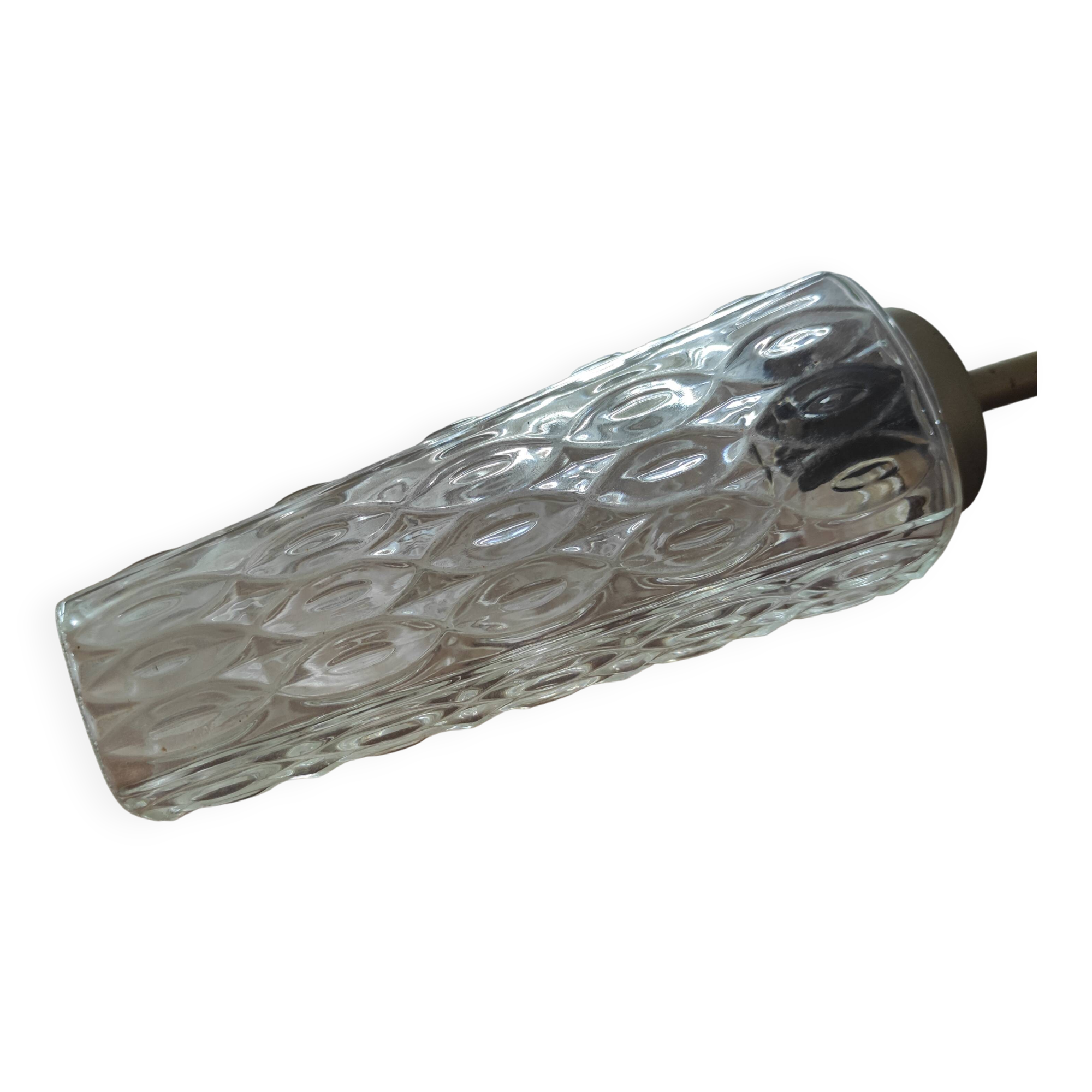 3-light glass globe chandelier, known as "tulip" glass.