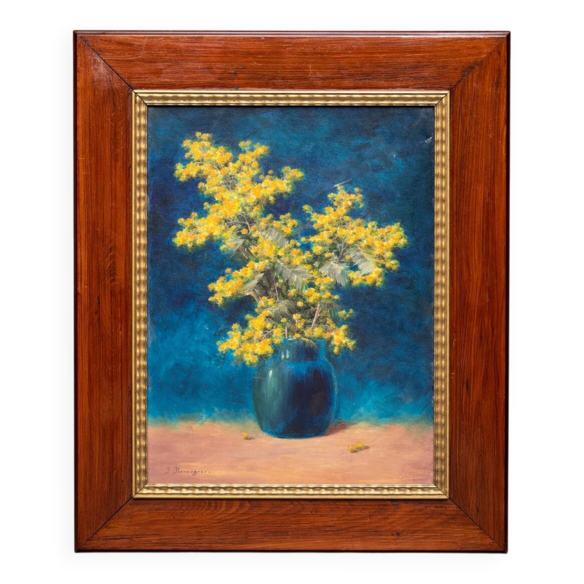 Jules-Joseph Pierrugues (born in 1866). "Still Life with Mimosa."