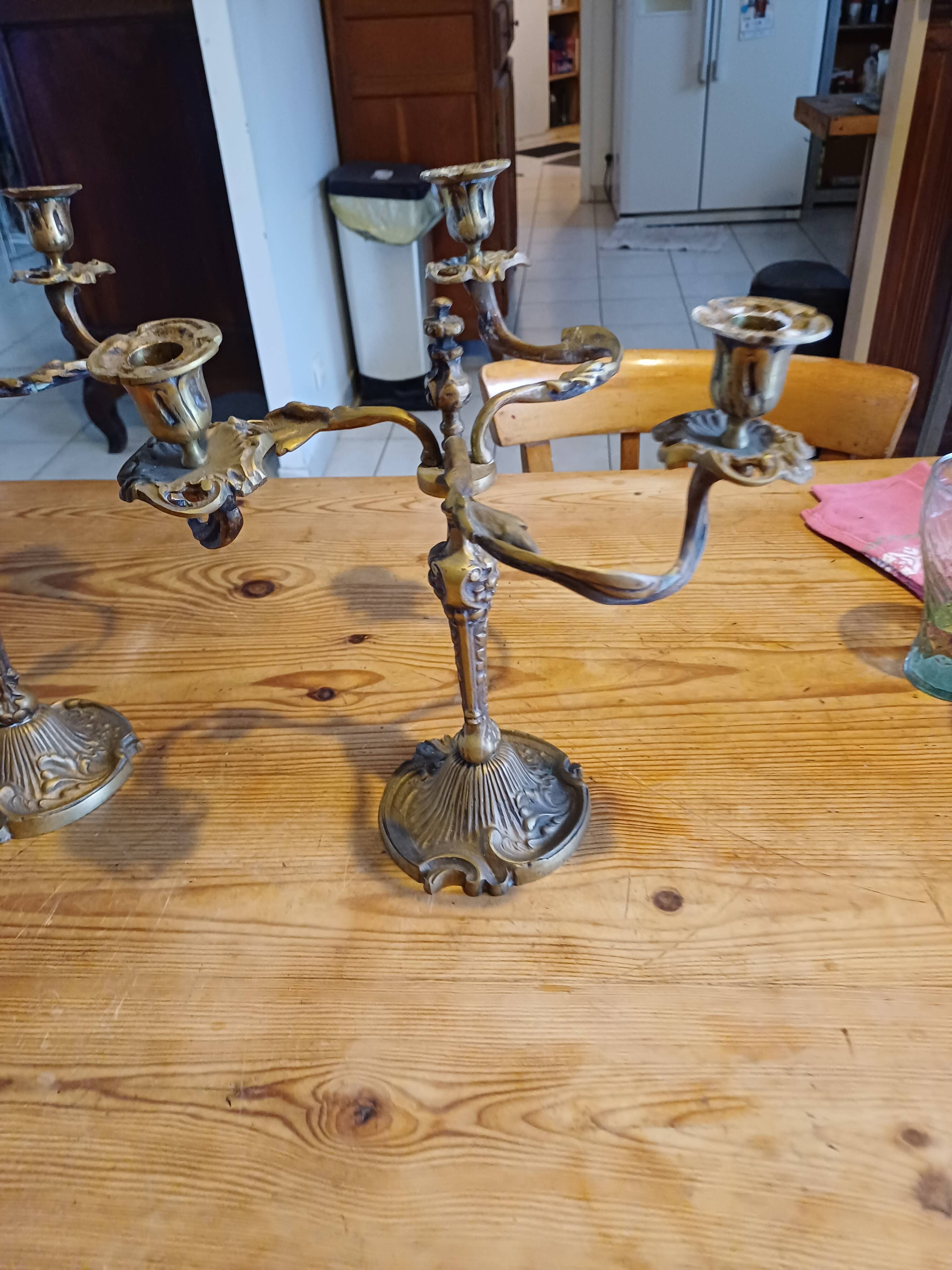 Paire de Chandeliers 19 éme en Bronze
