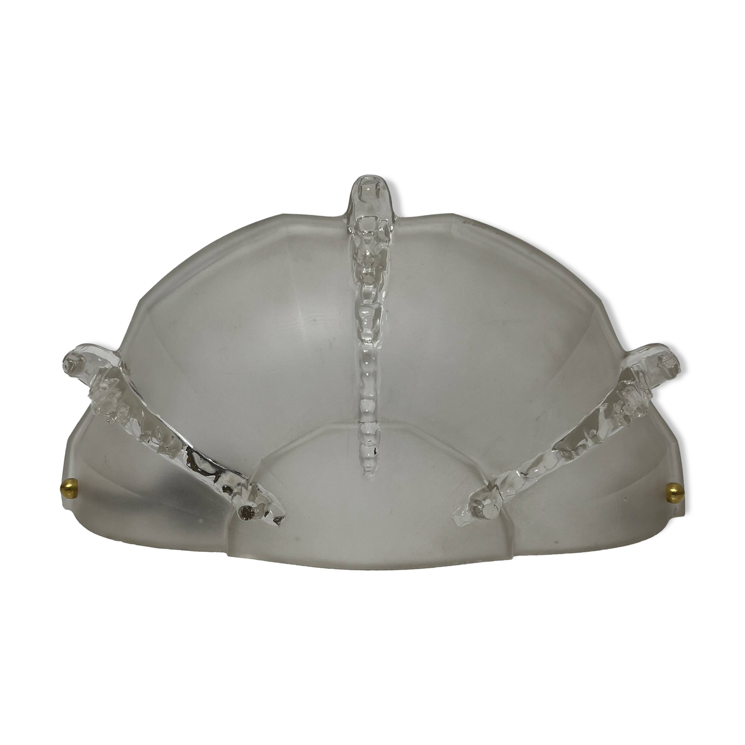 Partially frosted pressed glass wall lamp Art Deco Ezan icicle Jean Gau