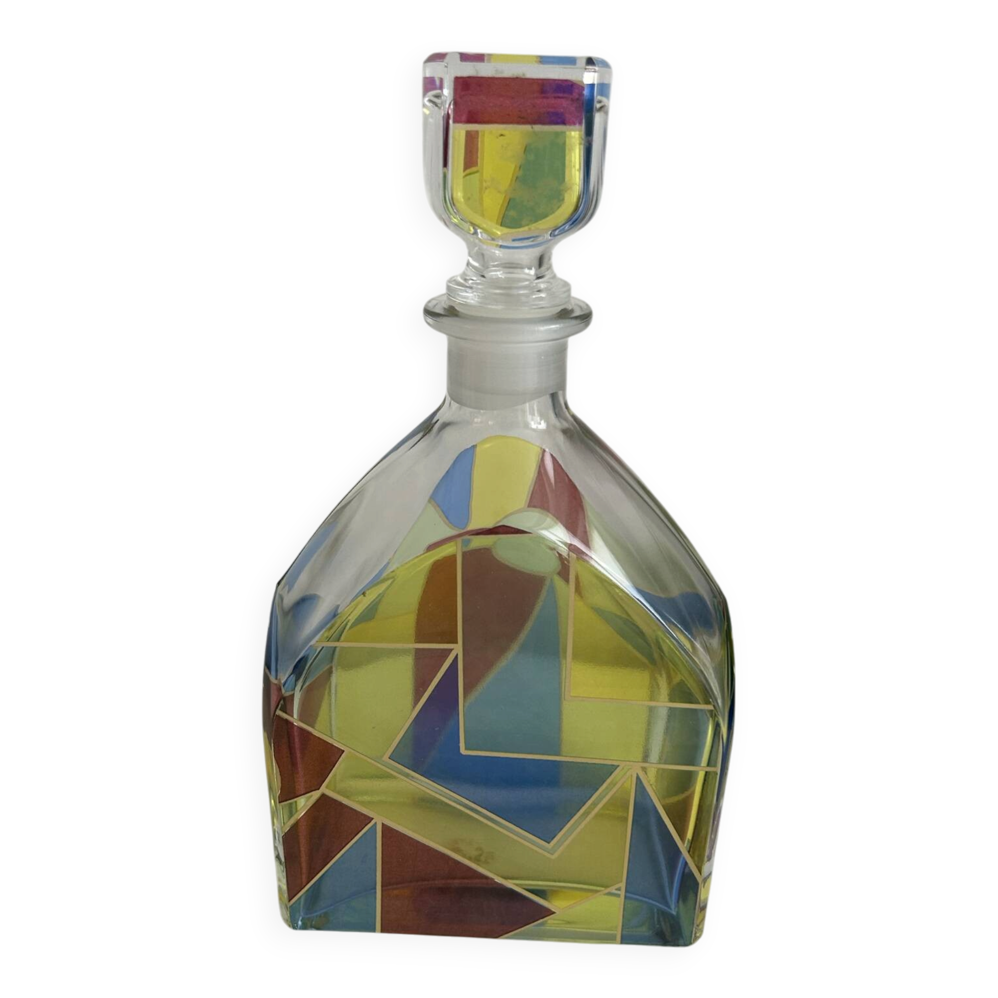 Rare vintage carafe bottle Luigi Bormioli Italy - Model "Stained-