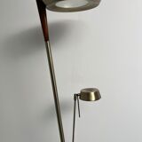 Golden metal floor lamp with reading light
