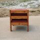Pair of pine fireside chairs, France, 1960s, "raspberry" cushions