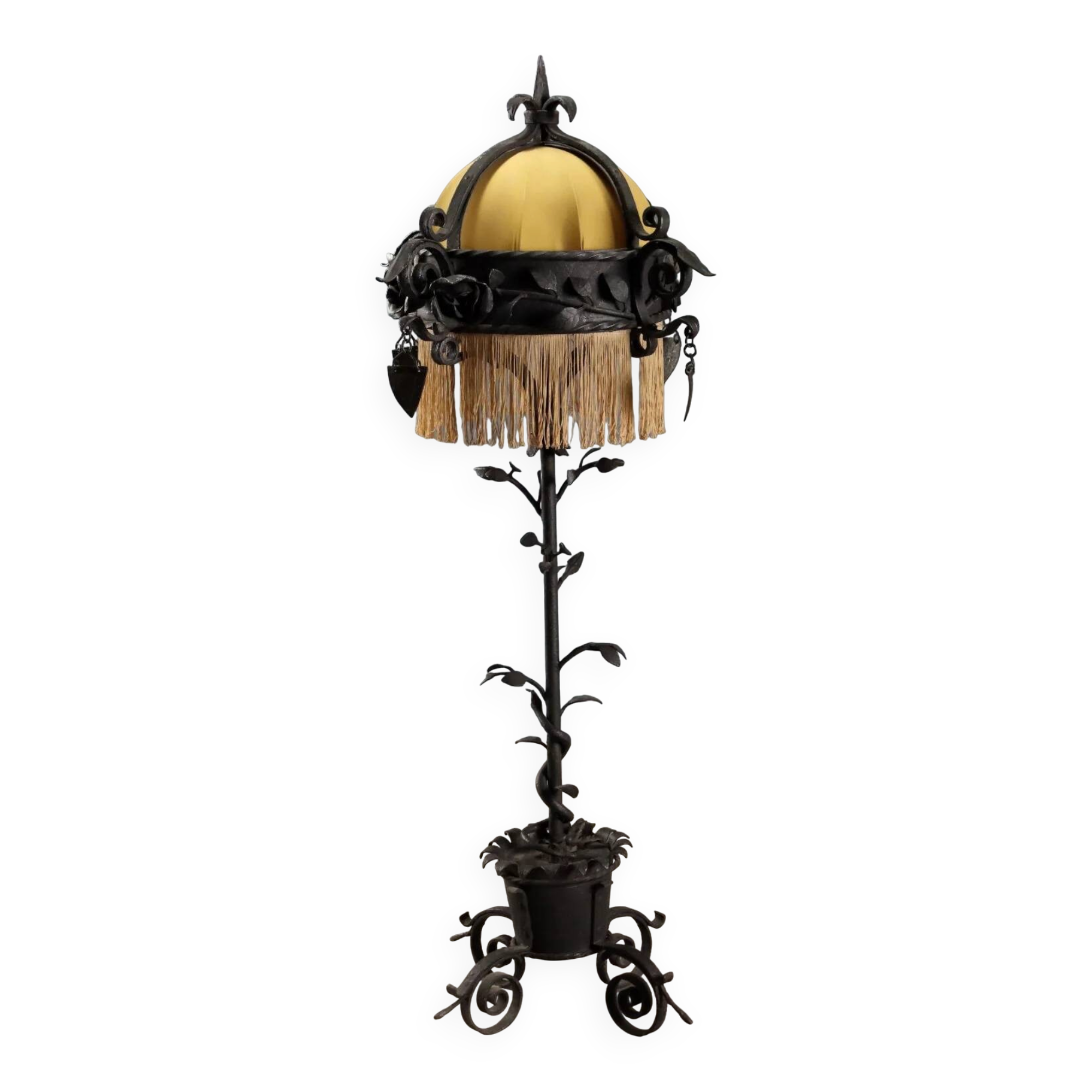 Lampe ancienne Art nouveau en fer forgé, Italie, XXe siècle