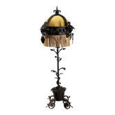 Antique Art Nouveau lamp in wrought iron, Italy, 20th century